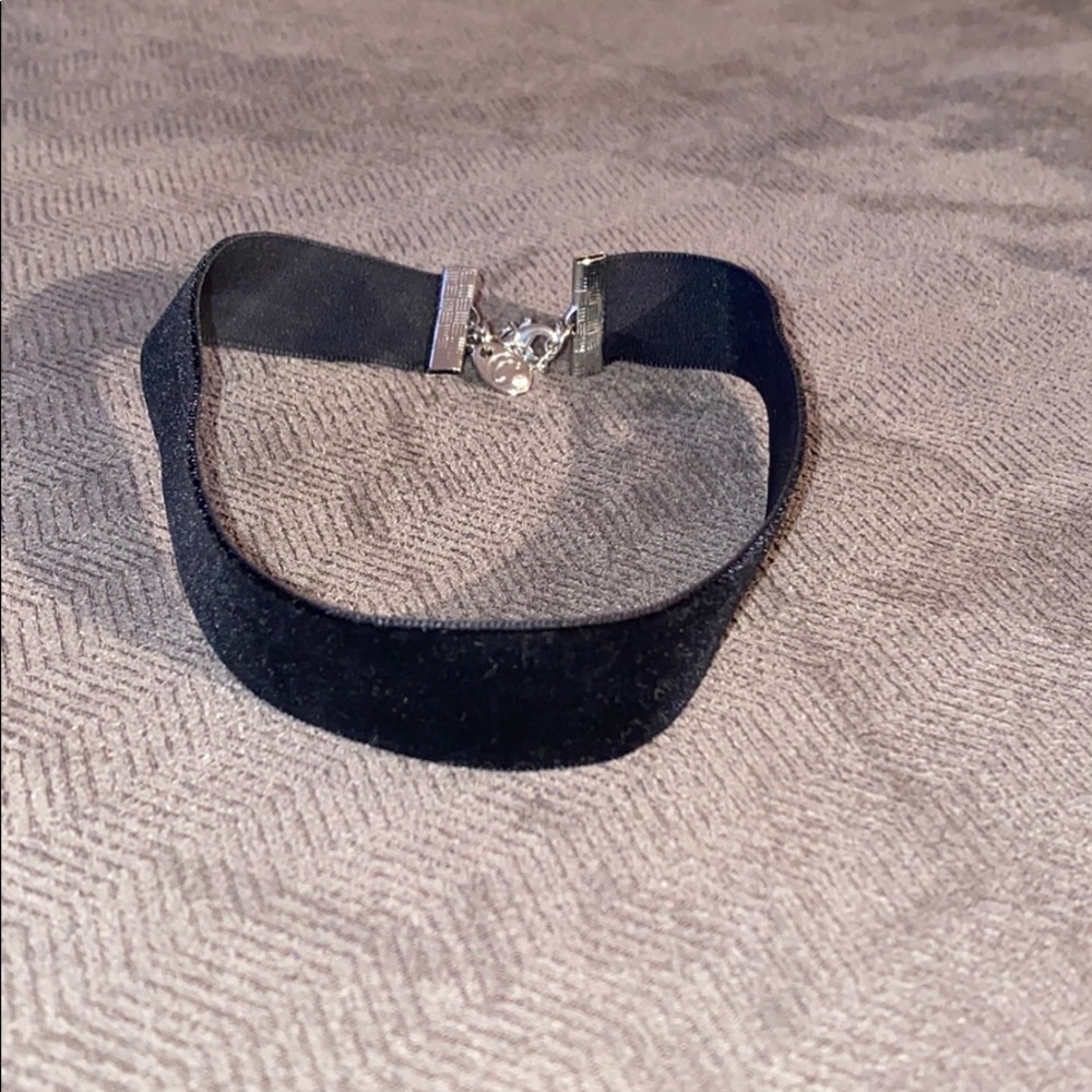Black Velour Choker With Silver Extension